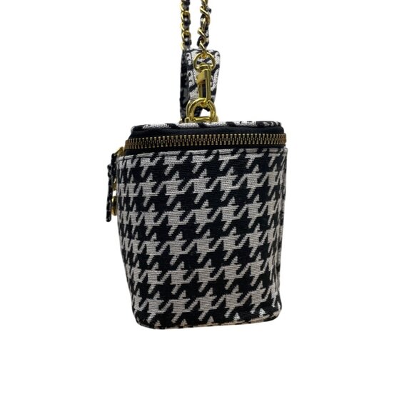 Glowiest Women’s Black & White Houndstooth Signature Vanity Shoulder Case Size S - Picture 4 of 9